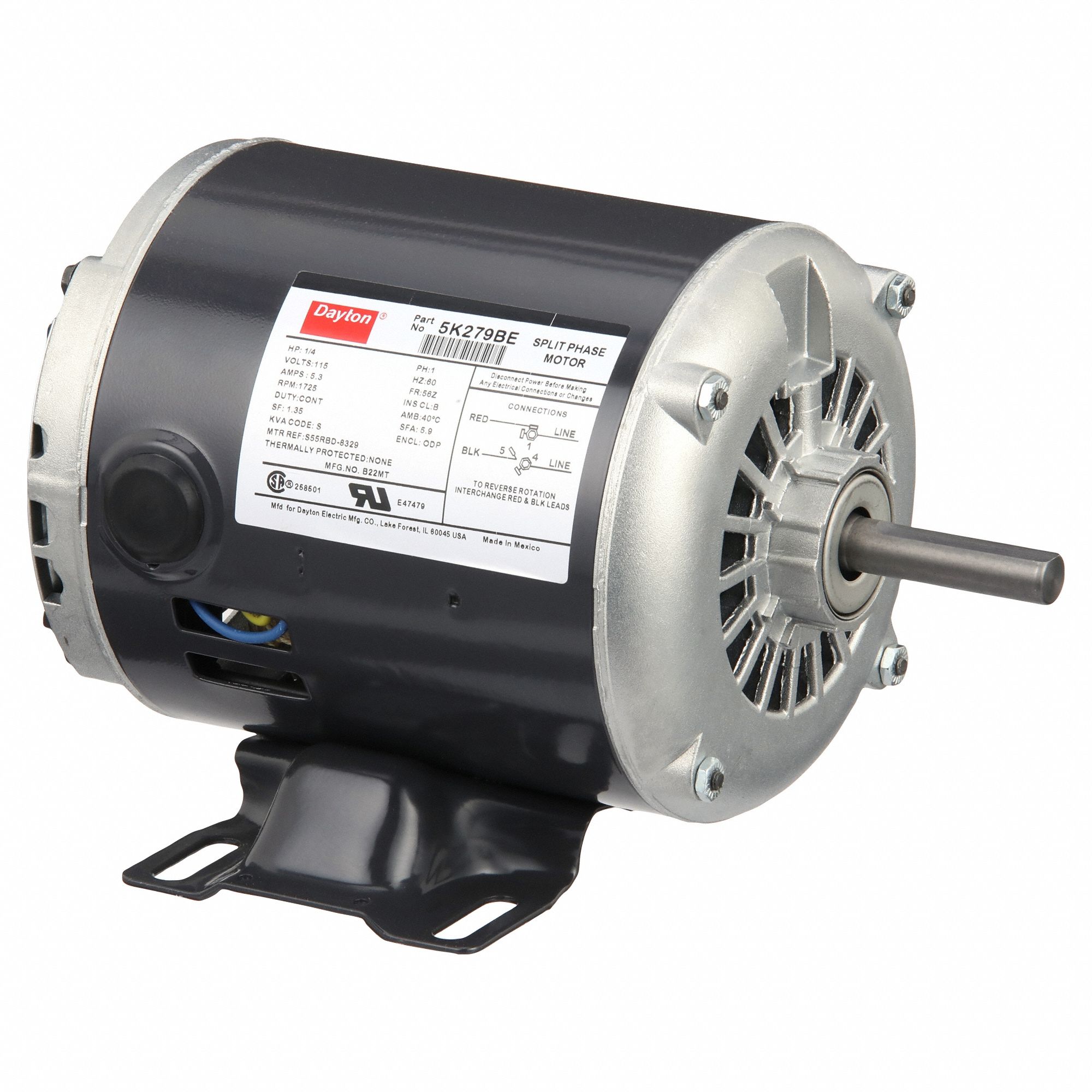 MTR GP,PH AUX,PR,1/4HP,1725 T/M,56Z