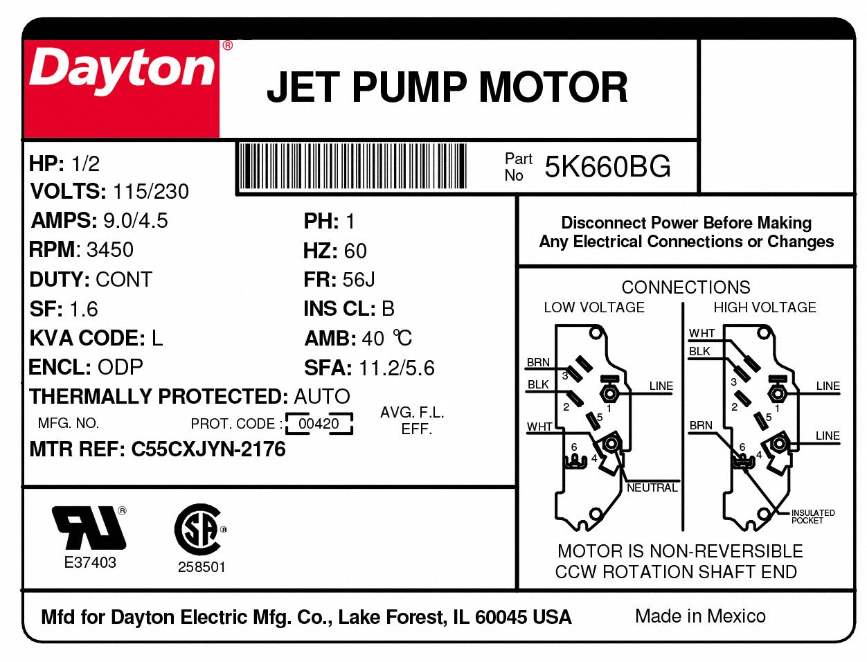 Dayton Jet Pump Motor Wiring Diagram