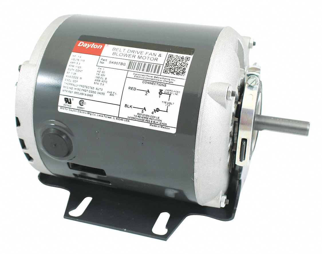 DAYTON Belt Drive Motor: 1 Speed, Open Dripproof, Cradle Base Mount, 1/4  HP, 1,725 Nameplate RPM