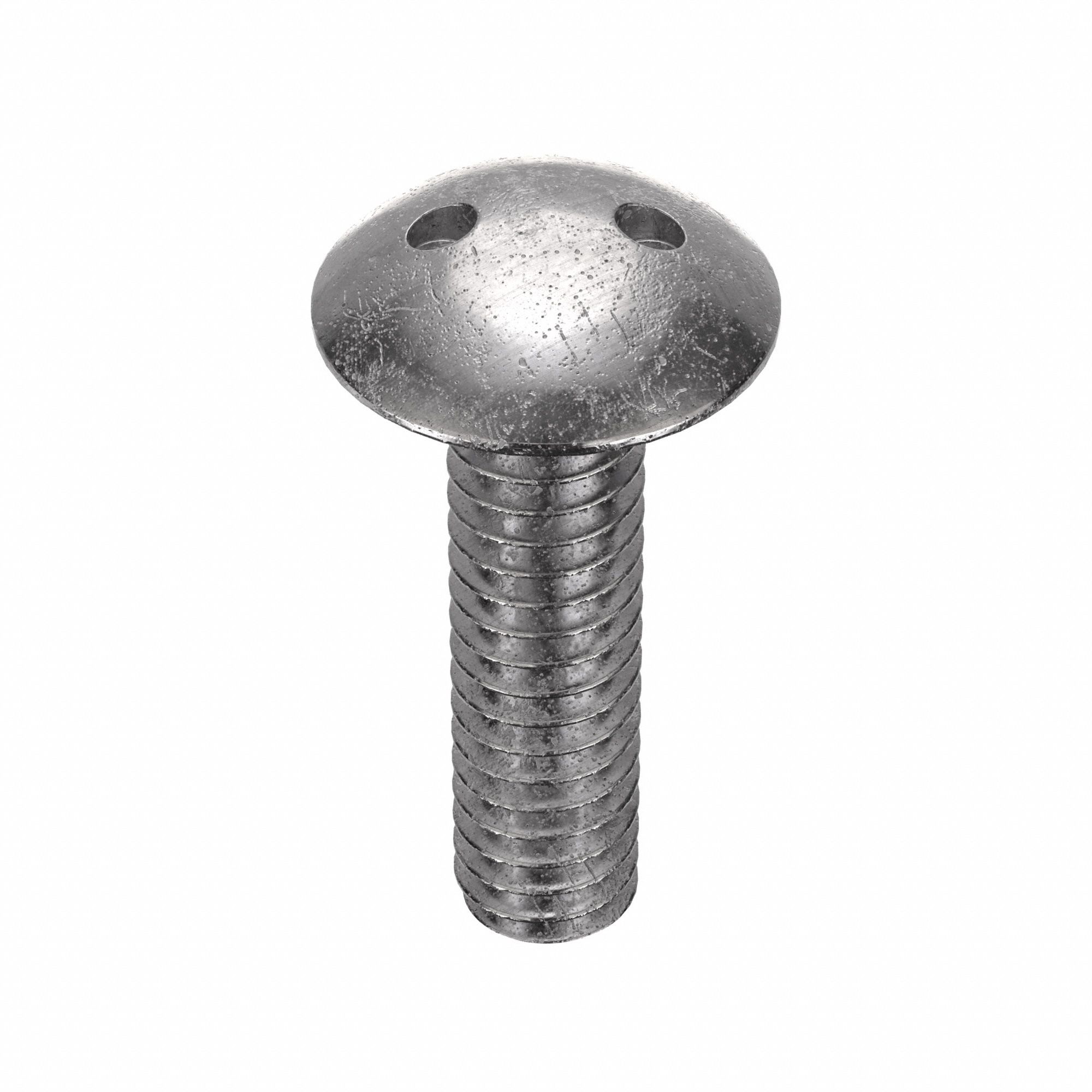 Tamper Resistant Screw: 1/4"-20 Thread Size, 1 in Lg, Stainless Steel, Plain, Truss, Spanner, 10 PK