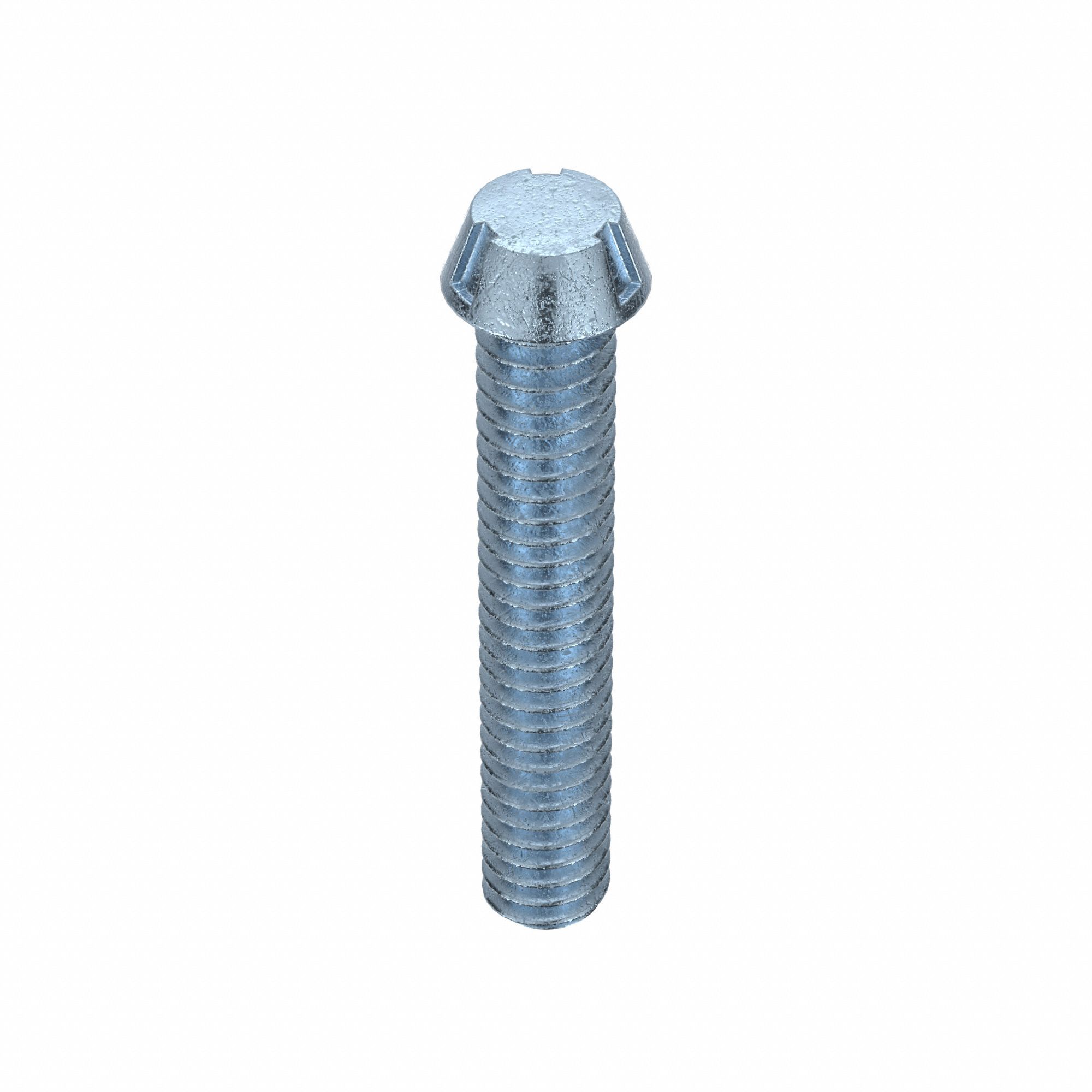 Tamper Resistant Screw: 1/4"-20 Thread Size, 1 1/2 in Lg, Steel, Zinc-Plated, Round, 25 PK