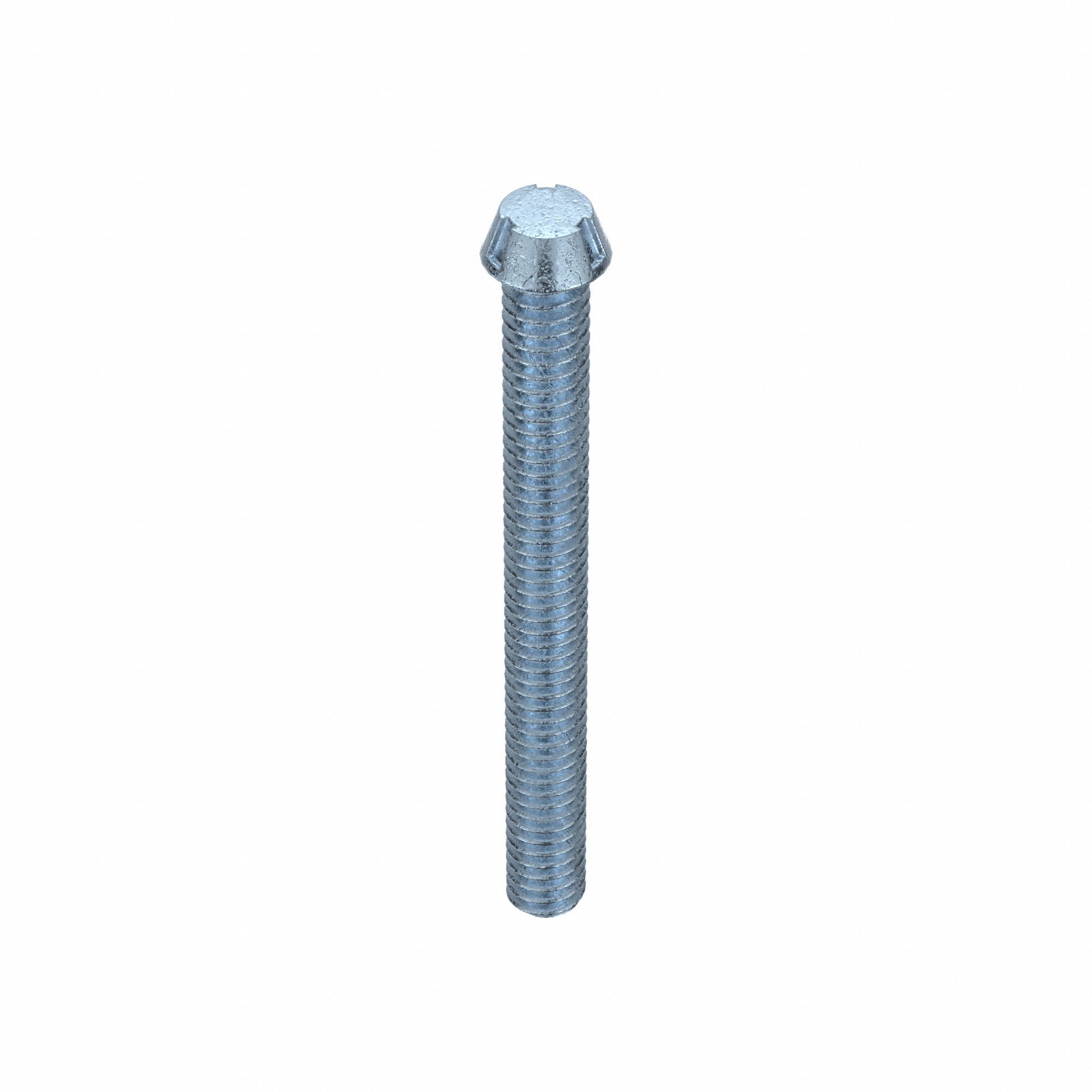 Tamper Resistant Screw: 1/4"-20 Thread Size, 2 1/2 in Lg, Steel, Zinc-Plated, Round, 10 PK