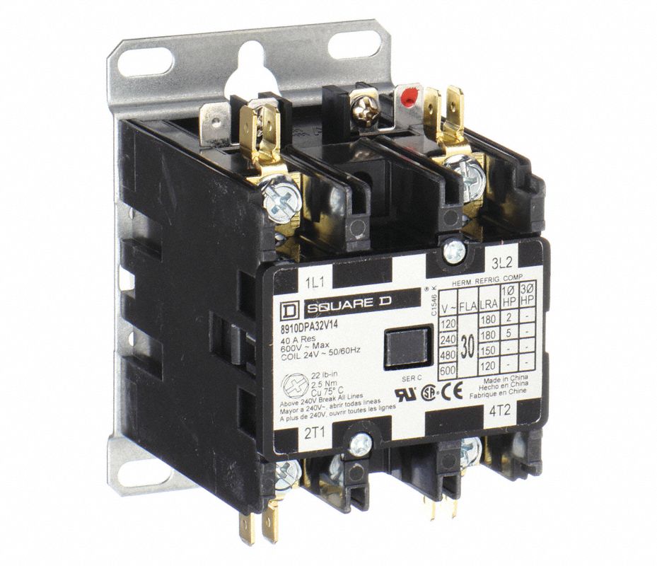 SQUARE D Contactor, 24VCA, Número de Polos 2, Reversible: No, Amperaje ...