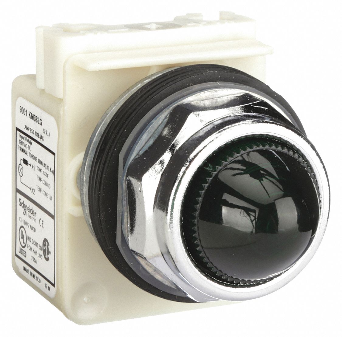 Pilot Light: 30 mm Panel Mounting Size, Green, LED, 9001K Series