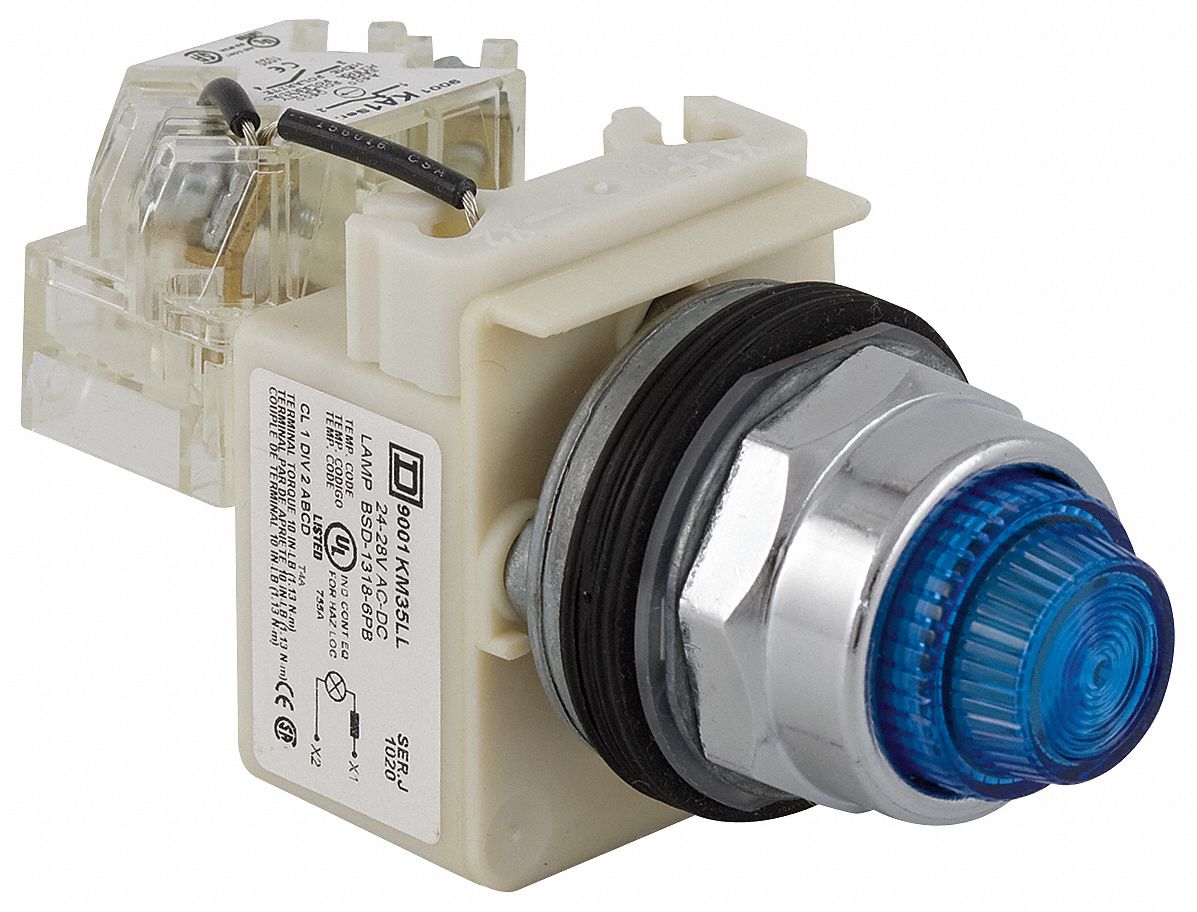 30 mm Size, Full Volt, Push to Test Pilot Light Complete 5KAT6