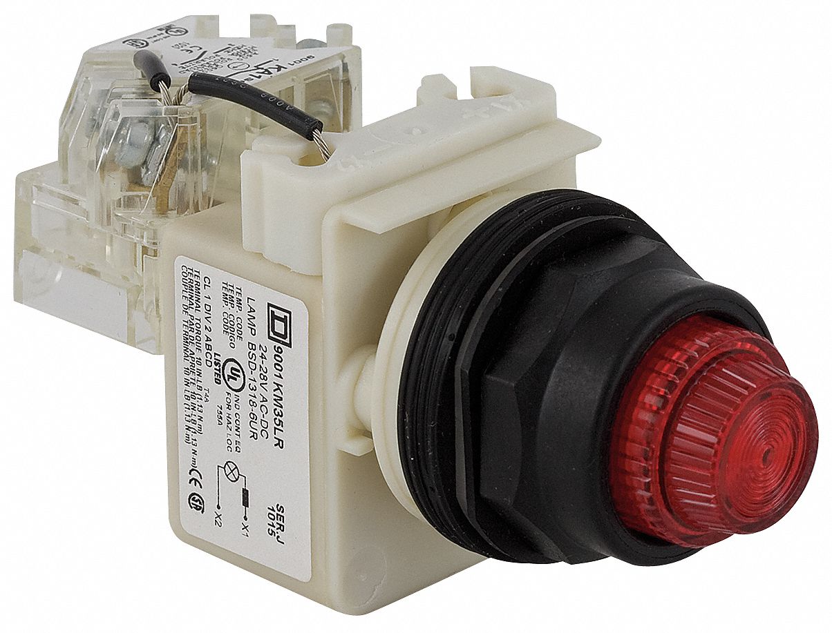 Pilot Light: 30 mm Panel Mounting Size, Red, LED, 9001SK Series