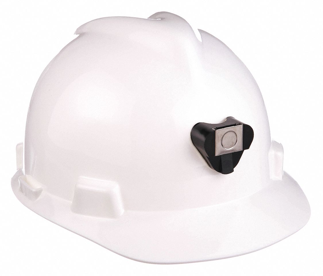 CASQUE DE SÉCURITÉ, CSA Z94.1-2015, TYPE 1, CLASSE E, SUSPENSION VERROU GOUPILLE 4 PTS, BORD AVANT, BLANC, PE