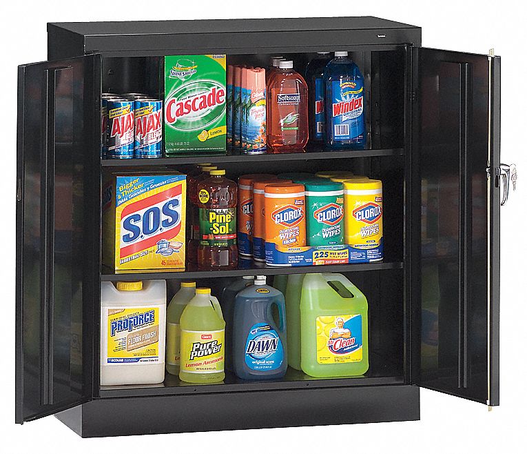 SHELVING CABINET,42" H,36" W,BLACK