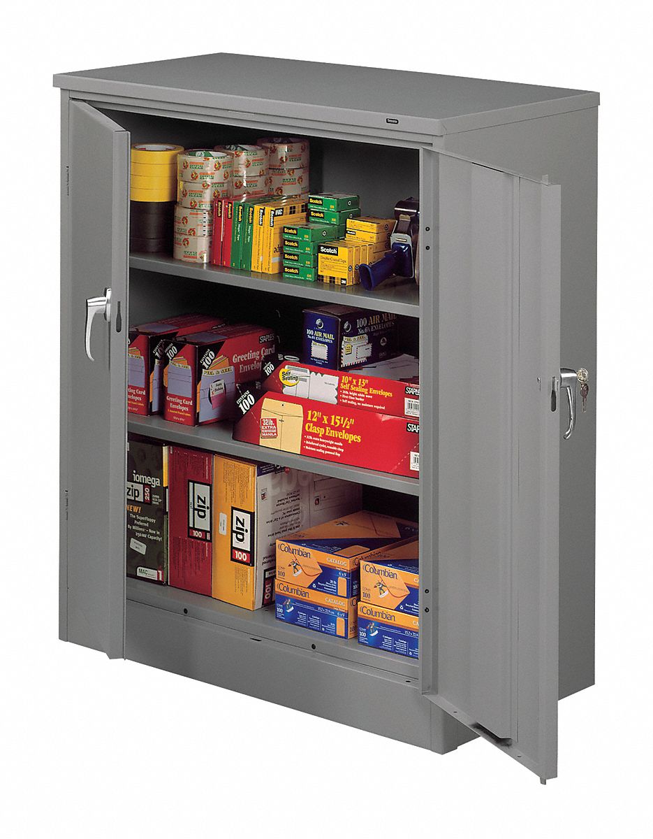 STORAGE CABINET, 36 IN X 18 IN X 42 IN, SWING HANDLE/KEYED, 22 GA PANEL THICK, LEVELING