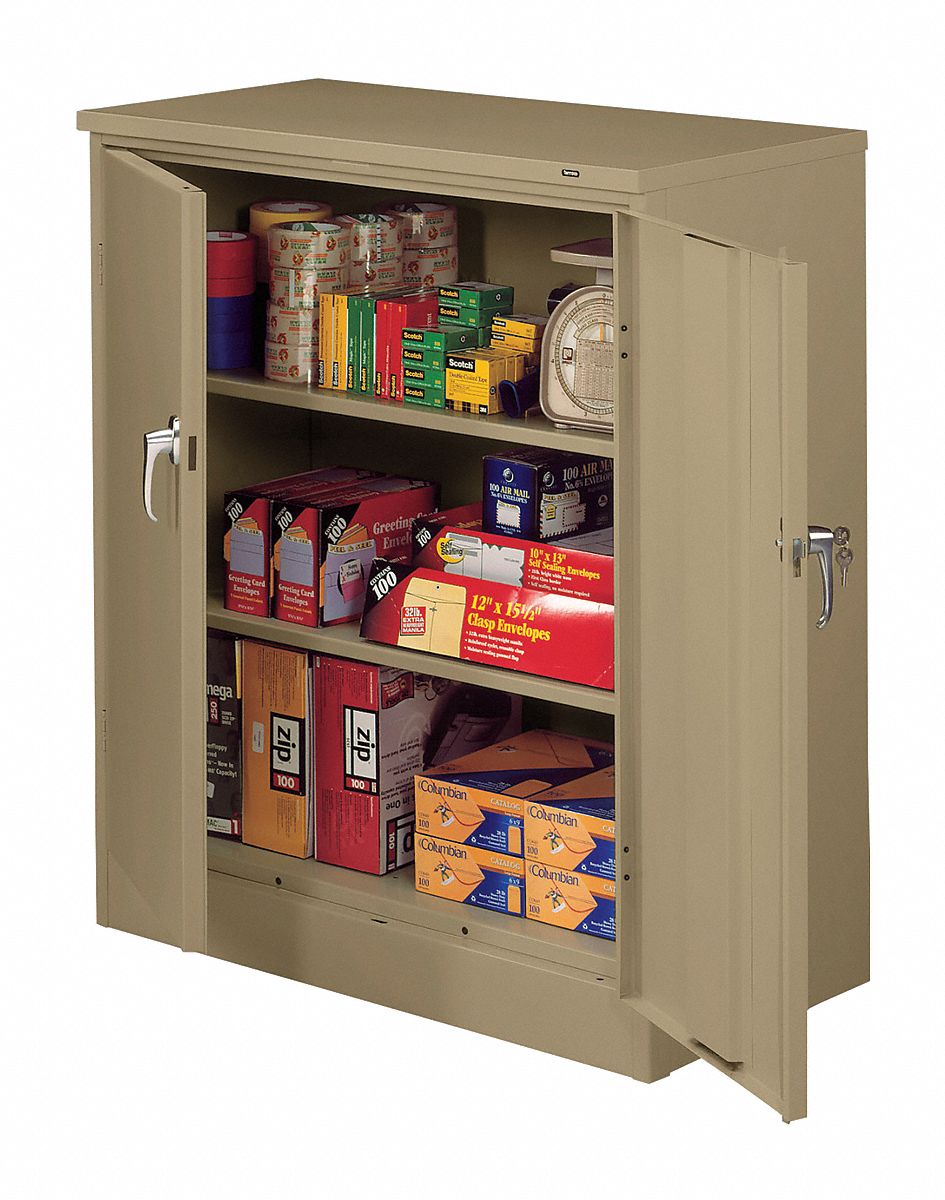 STORAGE CABINET, 36 IN X 18 IN X 42 IN, SWING HANDLE/KEYED, 22 GA PANEL THICK, LEVELING