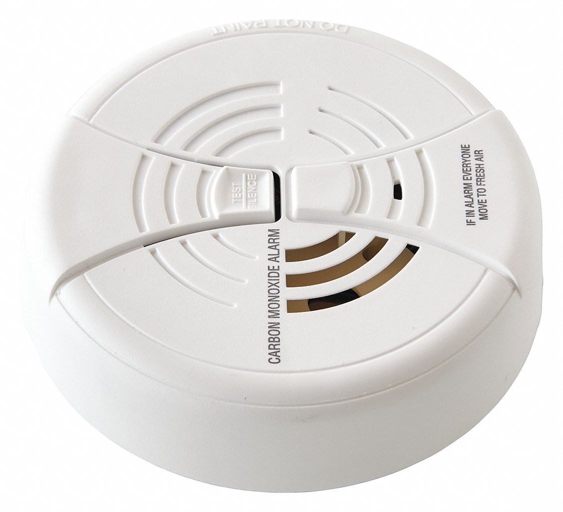 Carbon Monoxide Alarm: 9V, Electrochemical, 85 dB @ 10 ft, LED Visual Alert, Hush Button