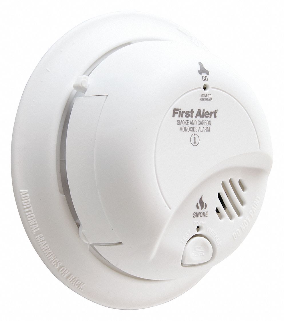 Carbon Monoxide and Smoke Alarm: 9V, Electrochemical/Ionization, 85 dB @ 10 ft, LED Visual Alert