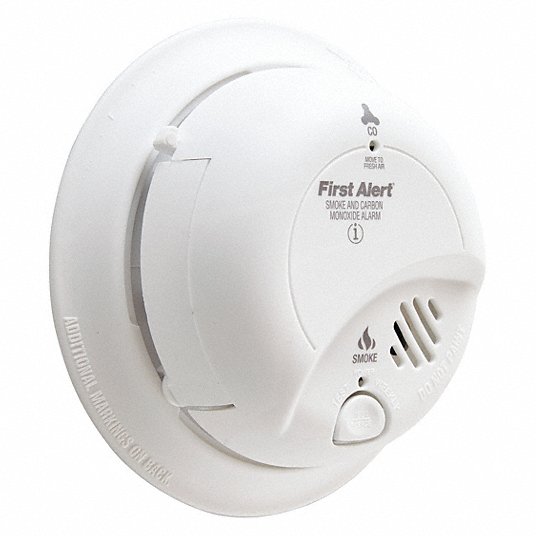 5 5/8 in Carbon Monoxide and Smoke Alarm with 85 dB @ 10 ft Audible Alert; 9V