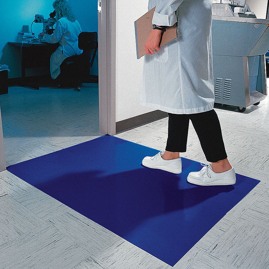 CLEAN ROOM TACKY MAT, POLYETHYLENE BACKING, 2 X 3 IN, 0.397 MM THICK, BLUE