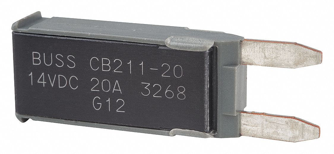 CB211 Series Automotive Circuit Breaker, Plug In Mounting, 20 Amps, Blade Terminal Connection