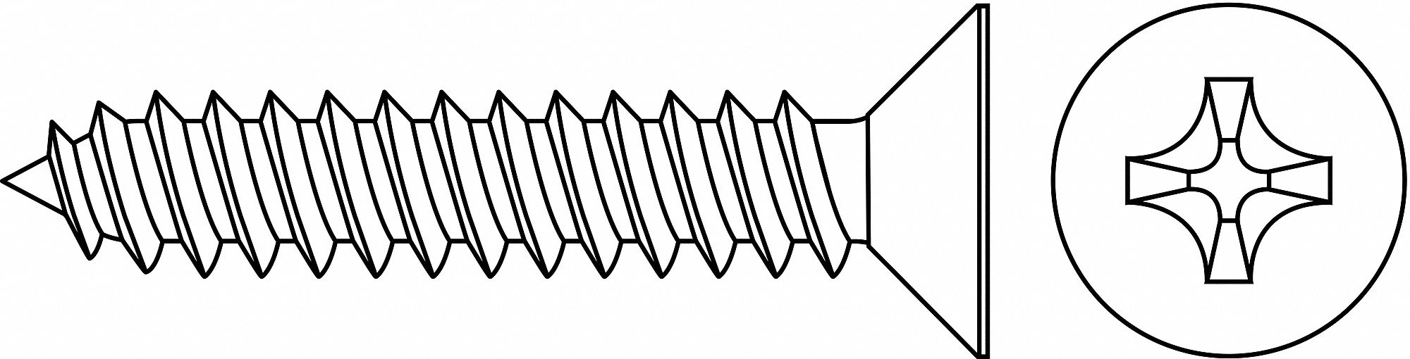 ShtMtlScrw, Scrw Sz #8, Zinc, 3/4"L, PK12000