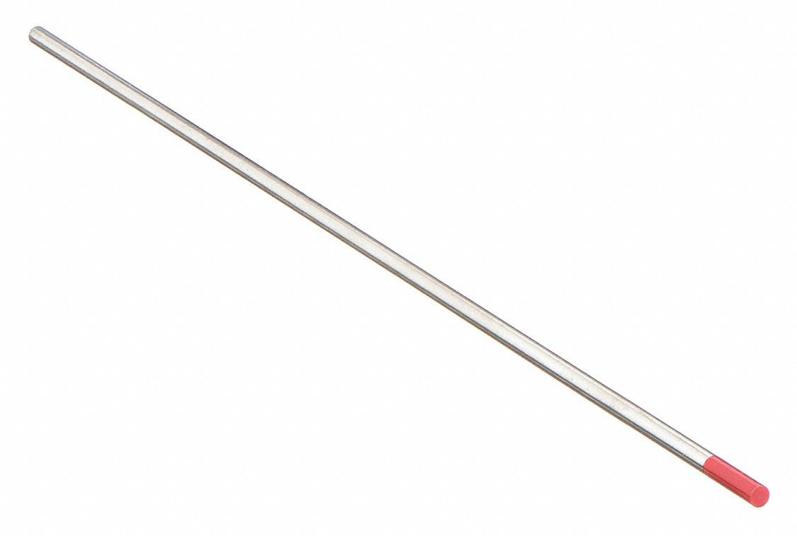 Tungsten Electrode: Thoriated, 1/16 in x 7 in, Red, EWTh-2, 10 PK