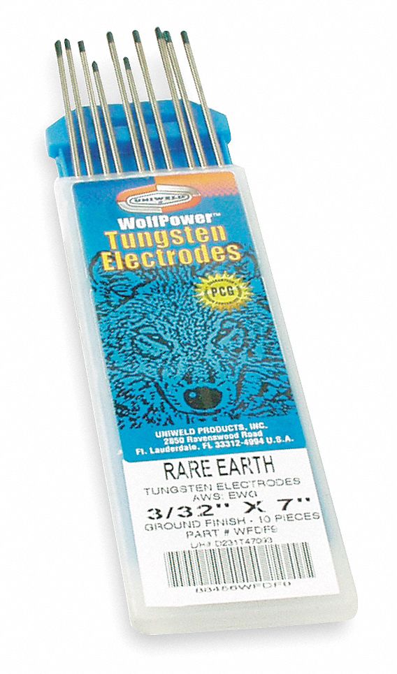 UNIWELD, Rare Earth, 3/32 in x 7 in, Tungsten Electrode 5KH58WFDF9Q