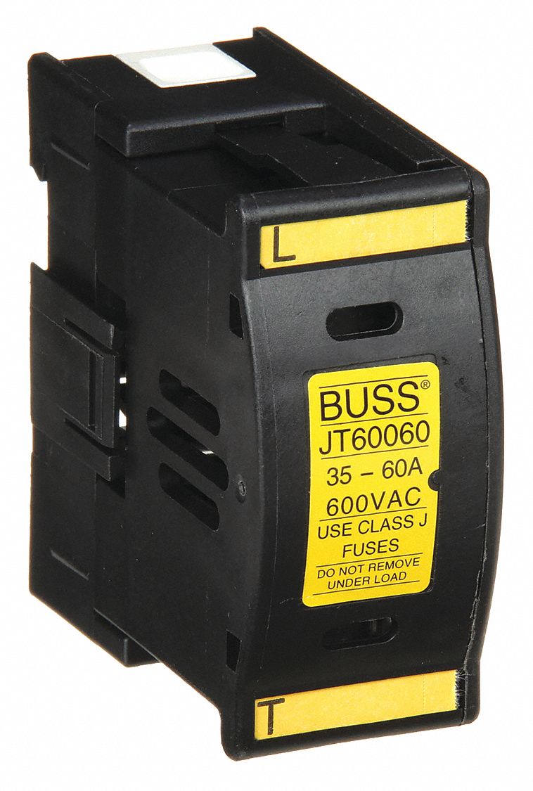 FINGER-SAFE FUSE BLOCK, 1 POLE, 31 TO 60 A, 600V AC/DC, BOX LUG, NONINDICATING