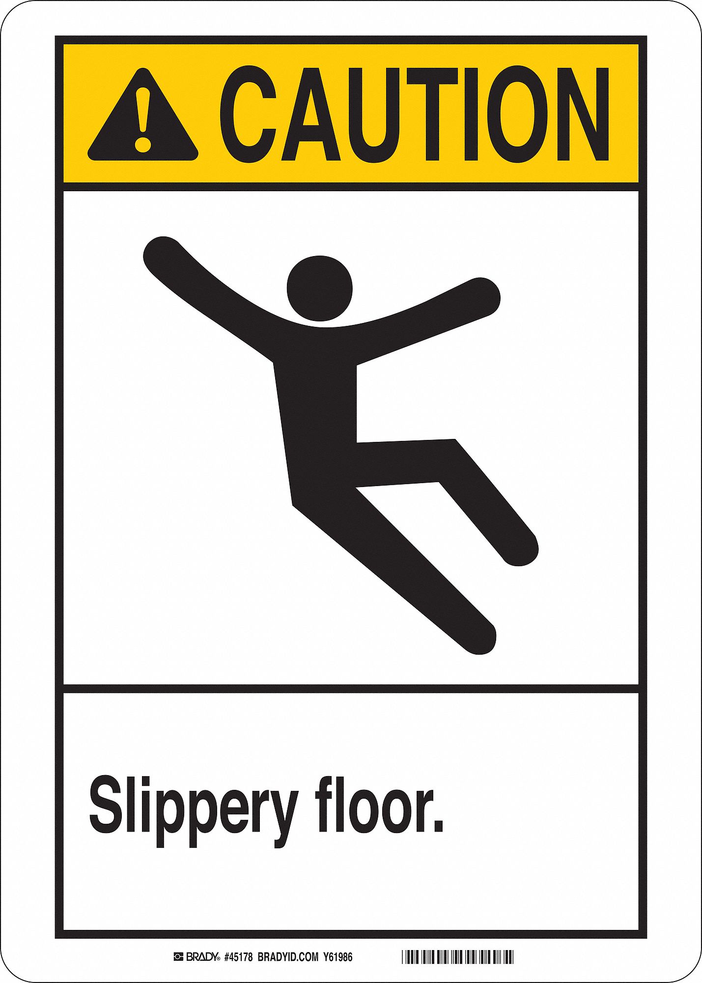 CAUTION SIGN, ALUMINUM, 7 IN WIDTH, 10 IN HEIGHT, WHITE