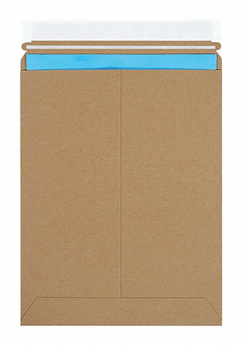 Mailer Envelopes: 9 in x 11 1/2 in, 0.028 in Material Thick, With Tear Strip, Kraft, 100 PK