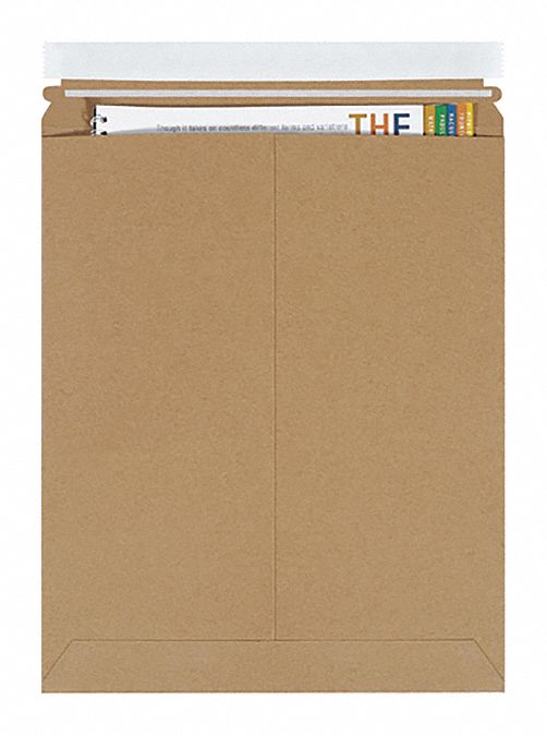 Mailer Envelopes: 11 in x 13 1/2 in, 0.028 in Material Thick, With Tear Strip, Kraft, 100 PK