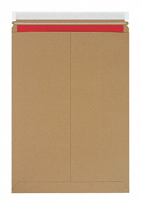 Mailer Envelopes: 13 in x 18 in, 0.028 in Material Thick, With Tear Strip, Kraft, 100 PK