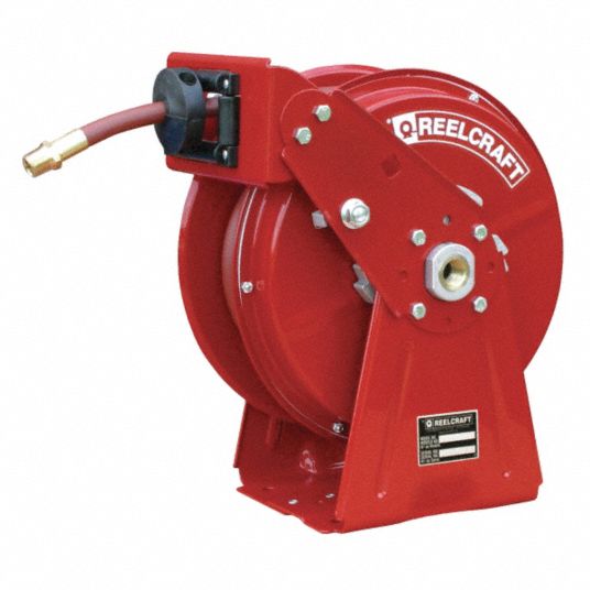 35 ft (3/8 in I.D.), 1/4 in MNPT, Spring Return Hose Reel - 5KPA6