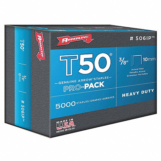 5,000-Pack Arrow Fastener 506IP Genuine T50 3/8-Inch Staples 