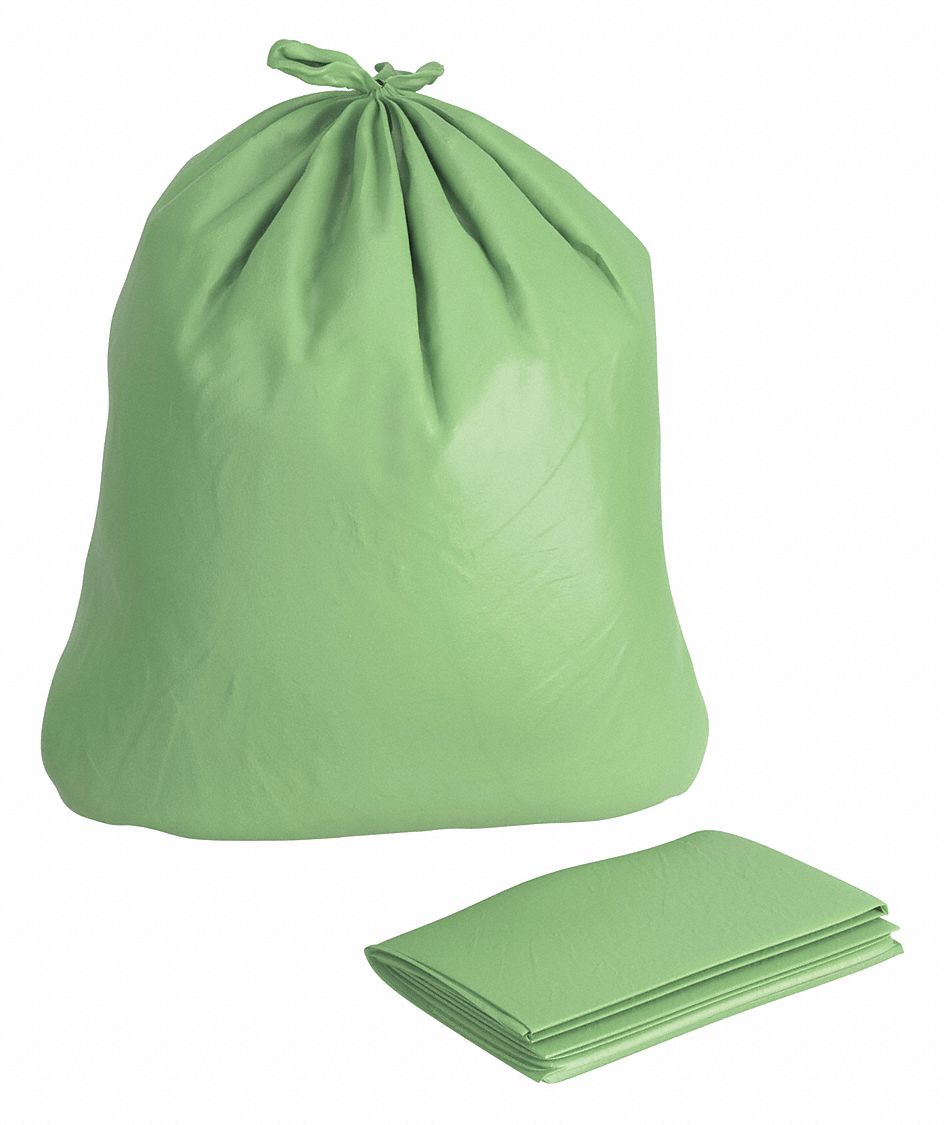 COMPOSTABLE TRASH BAG,13 GAL.,GREEN,PK45