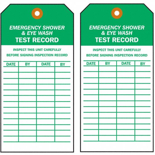 Eye Wash/Shower Inspection Tag, 5-3/4