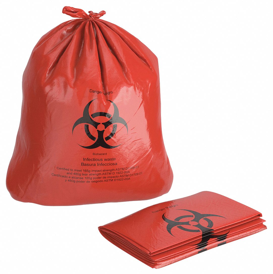 ABILITY ONE, 10 gal Capacity, 24 in Wd, Biohazard Bags 5KRC2810501