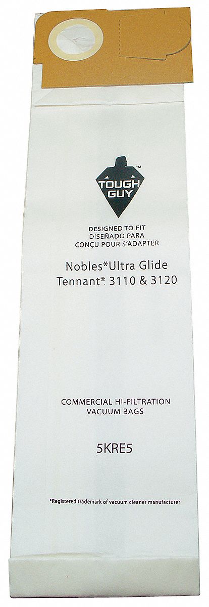 Vacuum Bag: Nobles/Tennant, V-DMU-15/V-DMU-38, Dry, Paper, 2-Ply, Std, 5KRE5