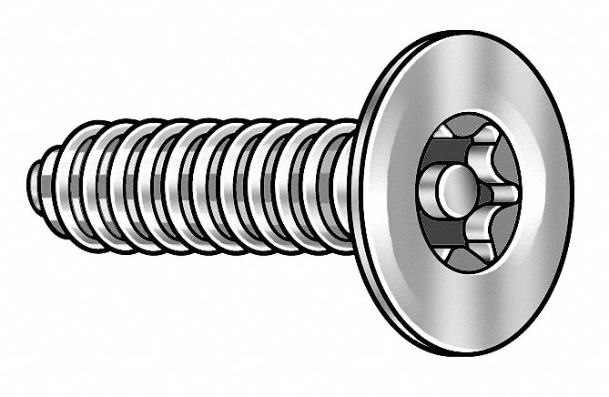 One Way Screws - Round Head Sheet Metal Screws in 18-8 Stainless Steel - #10 x 1 inch Qty 25, Silver