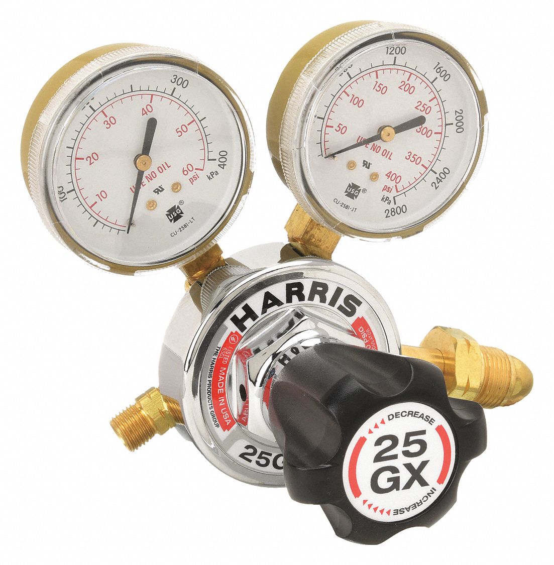 Gas Regulator: Single Stage, CGA 510 Inlet, 9/16"-18 M LH Outlet, 50 psig