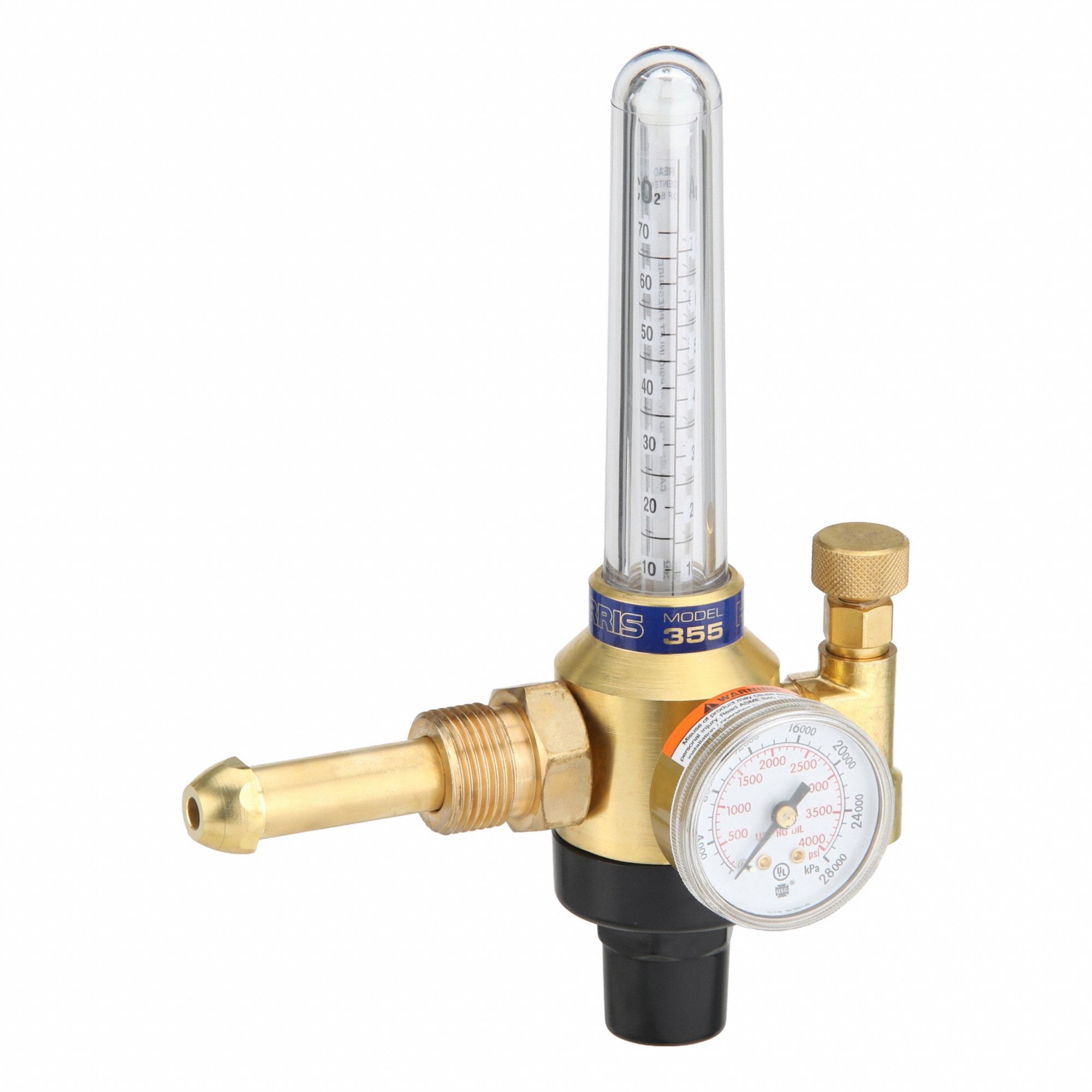 Flowmeter Regulator: CGA 580 Inlet, 5/8"-18 F RH Outlet, Flowmeter Regulator