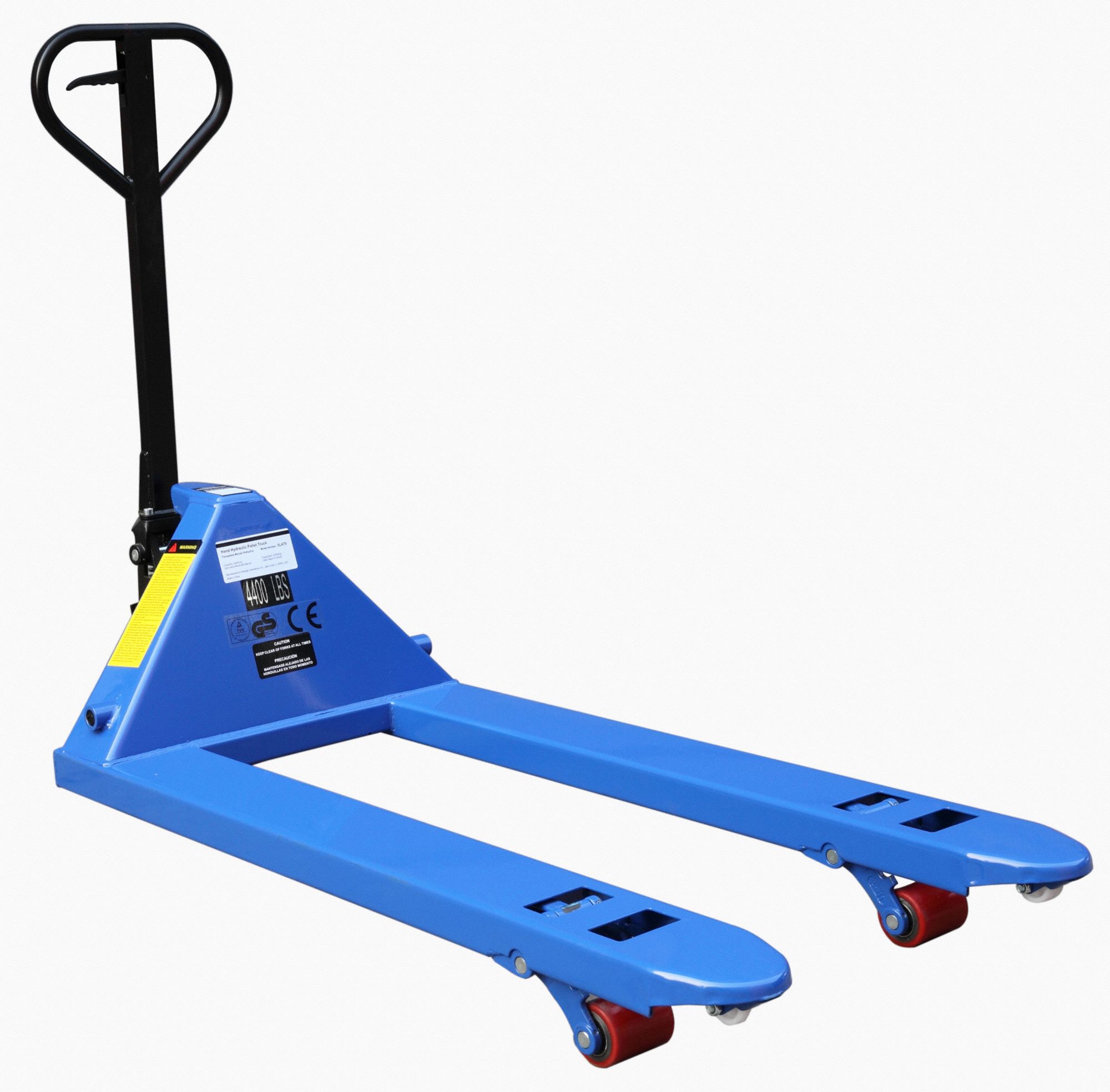 GRAINGER APPROVED General Purpose Manual Pallet Jack, 4,400 lb Load Capacity, 63 in x 27 in x 48