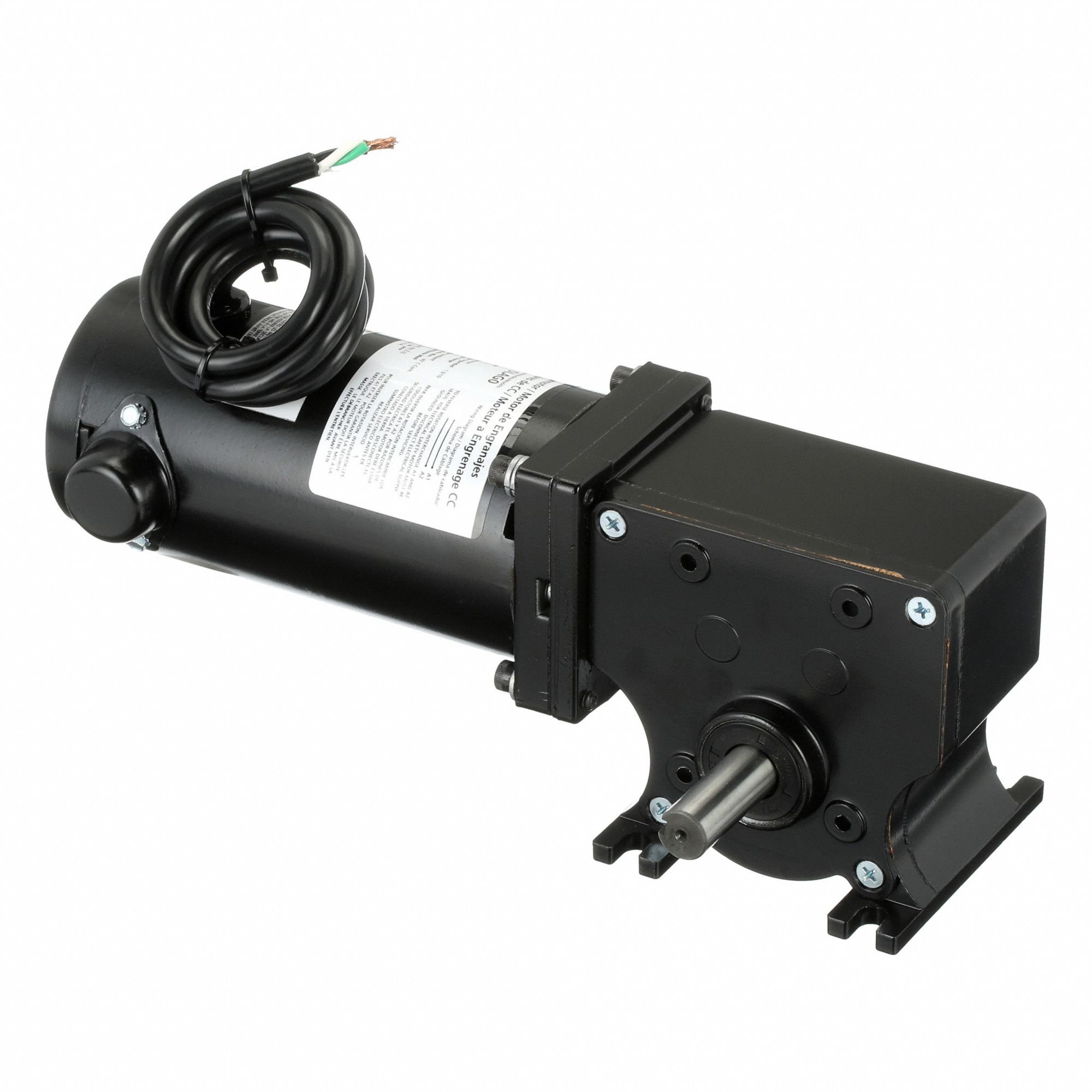 DC Gearmotor: Right Angle, 24V DC, TENV, 20 RPM, 280 in-lb Max Torque, 82:1, 5.2 A, CW/CCW