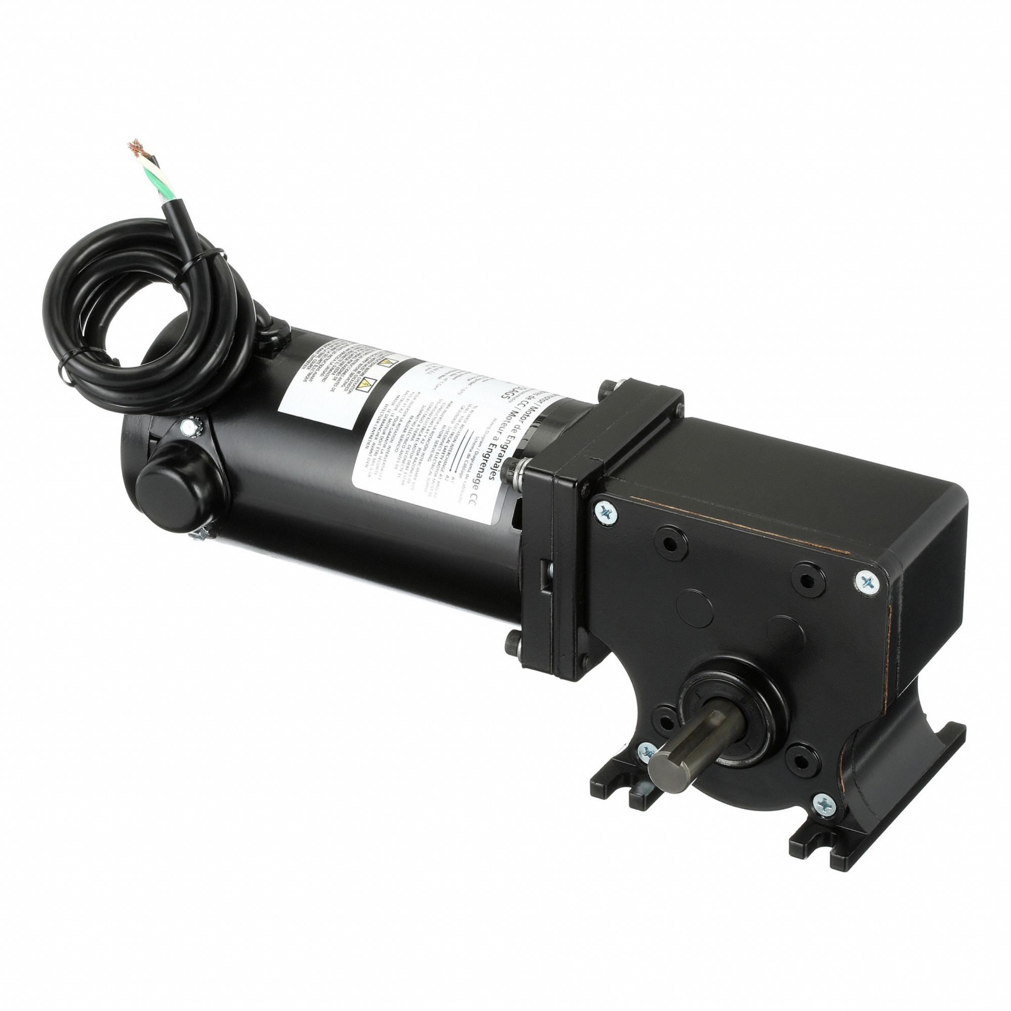 DC Gearmotor: Right Angle, 24V DC, TENV, 150 RPM, 63 in-lb Max Torque, 10:1, 8 A, CW/CCW