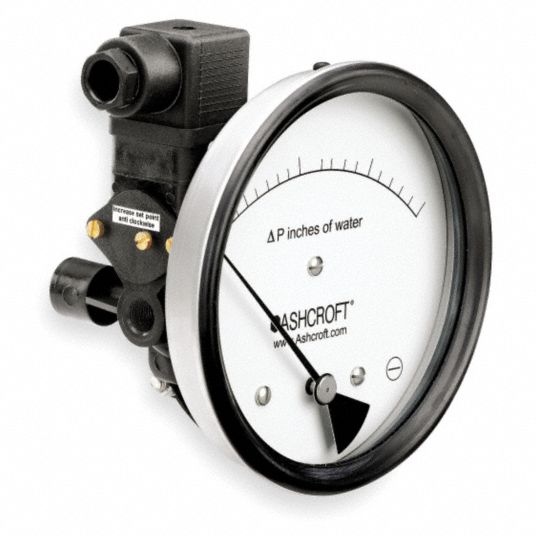 ASHCROFT, 0 to 5 in wc, Dual InLine or Back, Differential Pressure