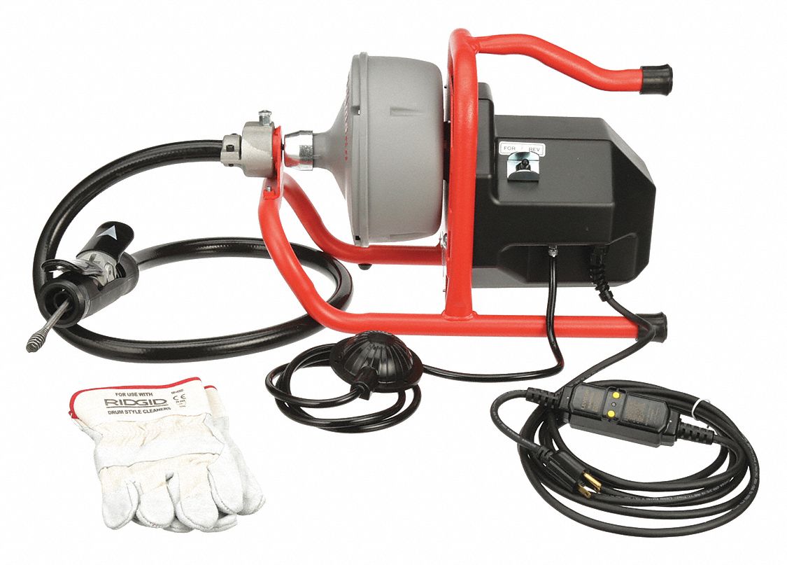 RIDGID Drain Cleaning Machine: Corded, K-40AF, For 3/4 in to 2 1/2 in Pipe,  5/16 in Cable Dia., Auto