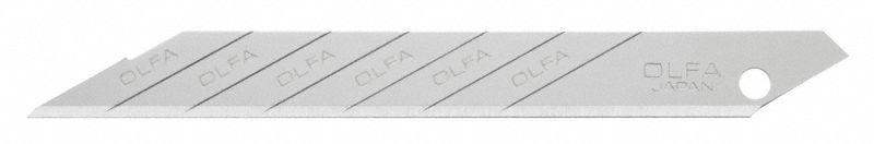 Snap Off Art Blade: 4 1/2 in Blade Lg, 0.38 mm Blade Thick, Steel, 11/32 in Blade Wd, 10 PK