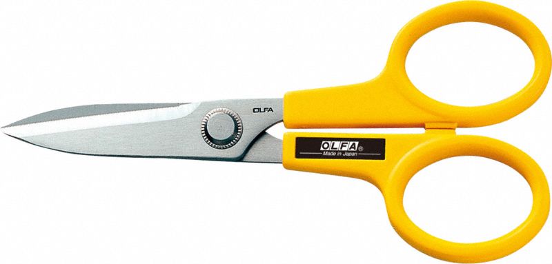 Industrial Shears: Ambidextrous, 6 1/4 in Overall Lg, Serrated, Stainless Steel, Pointed
