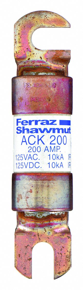 Forklift Limiter Fuse: Bolt-On, Time-Delay, 200 A, 125 V DC, Non-Indicating