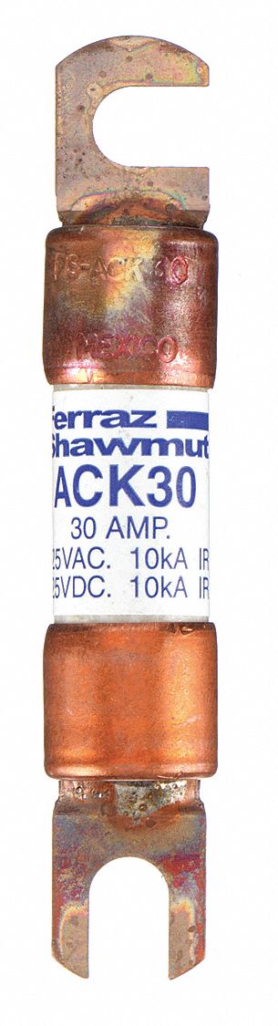 Forklift Limiter Fuse: Bolt-On, Time-Delay, 30 A, 125 V DC, Non-Indicating