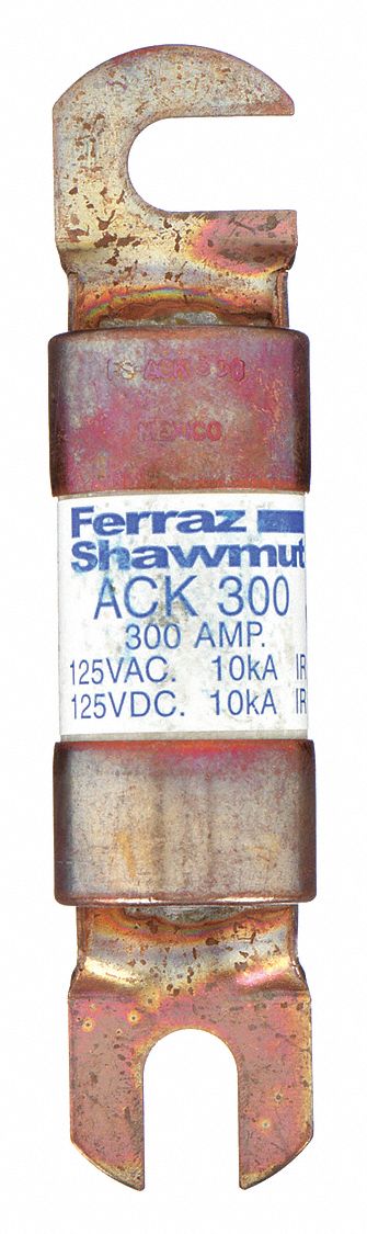 Forklift Limiter Fuse: Bolt-On, Time-Delay, 300 A, 125 V DC, Non-Indicating