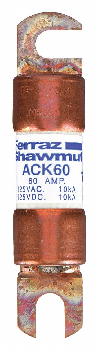 Forklift Limiter Fuse: Bolt-On, Time-Delay, 60 A, 125 V DC, Non-Indicating