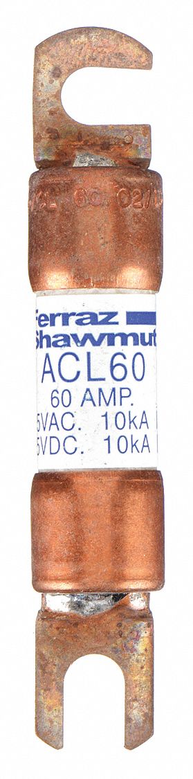 Forklift Limiter Fuse: Bolt-On, Time-Delay, 60 A, 125 V DC, Non-Indicating