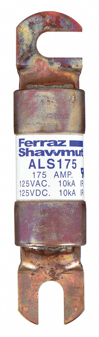 Forklift Limiter Fuse: Bolt-On, Gen Purpose, 175 A, 125 V DC, Non-Indicating