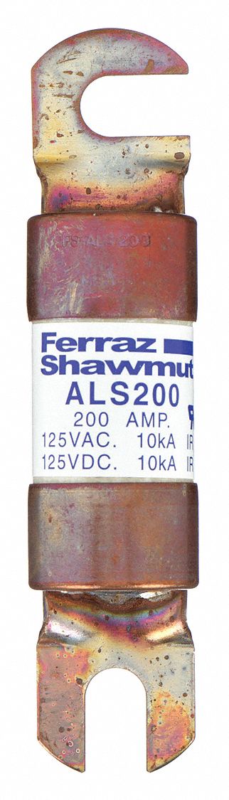 Forklift Limiter Fuse: Bolt-On, Gen Purpose, 200 A, 125 V DC, Non-Indicating